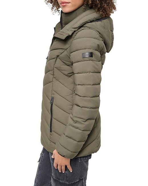 DKNY Missy Chevron Quilted Bib Front Puffer Jacket in Green Lyst Canada