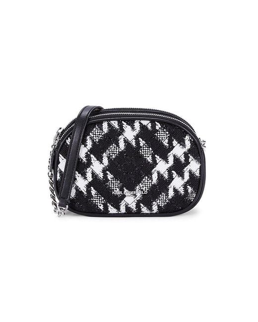 Karl Lagerfeld Charlotte Plaid Oval Crossbody Bag in Black Lyst