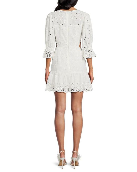 French Connection White Cilla Broderie Eyelet Mini Dress