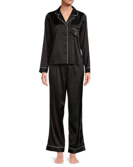 Juicy Couture Black 2-piece Satin Pajama Set