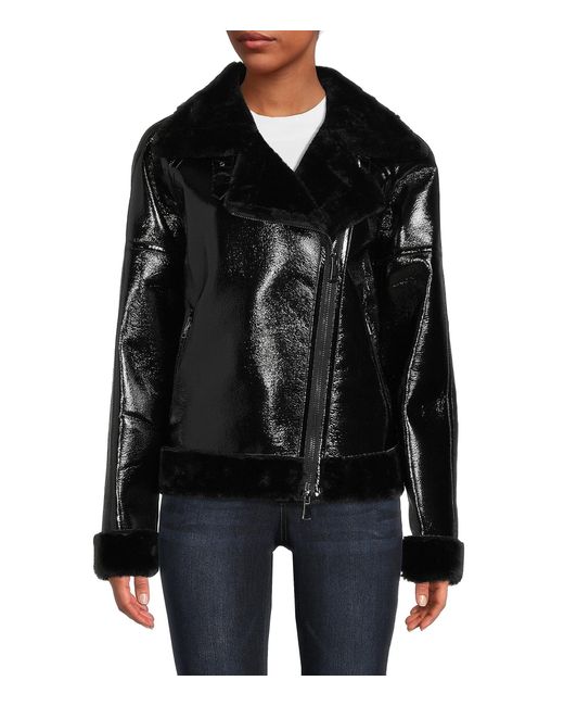 h&m faux fur biker jacket