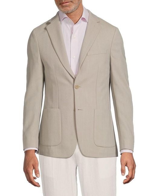 Calvin Klein Gray Herringbone Wool-Blend Slim-Fit Blazer for men
