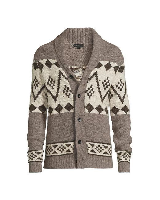 Rails Gray Kallio Fair Isle Shawl Collar Cardigan for men