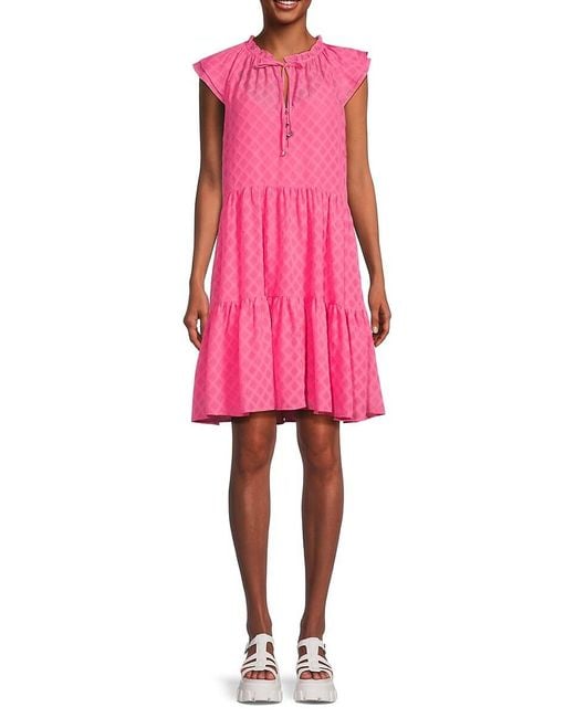 Tommy Hilfiger Pink Pattern Cap Sleeve Mini Dress