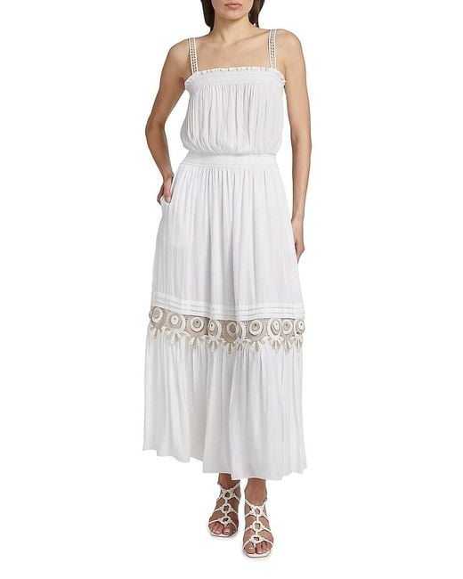 Ramy Brook White Catalina Embroidered Maxi Dress