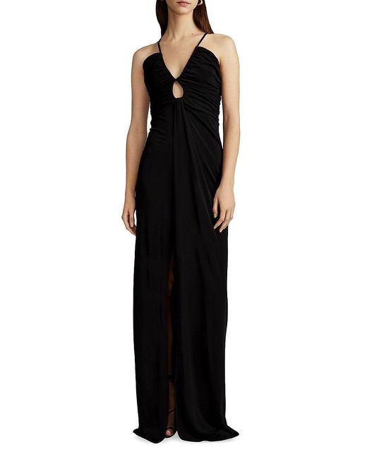 Zac Posen Black Cutout Ruched Gown