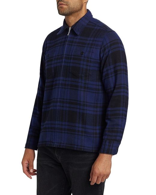 Noah NYC Blue Heavyweight Full-Zip Flannel Jacket for men