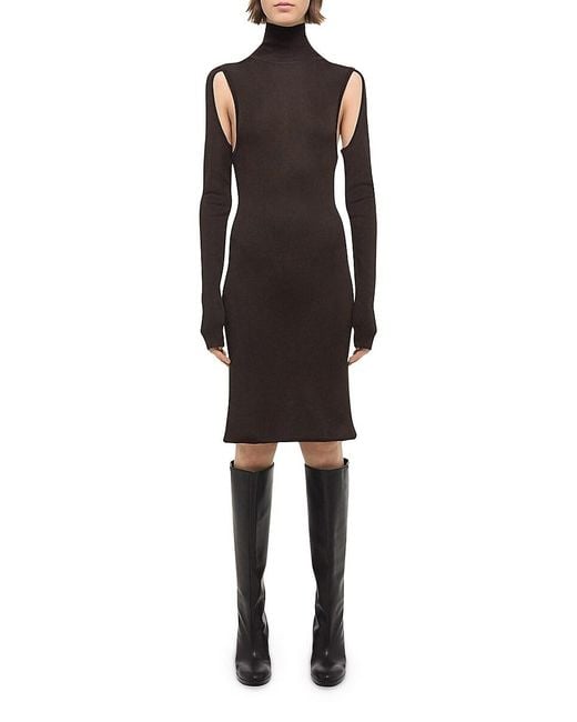 Helmut Lang Women's Black Air Cut-Out Turtleneck Dress