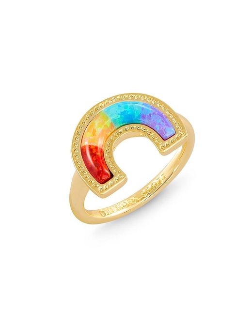 Kendra Scott Blue 14k Goldplated & Rainbow Opal Ring