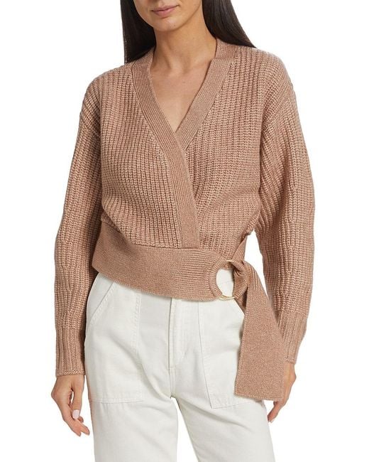 Design History Wrap Front Buckle Cardigan in White Lyst