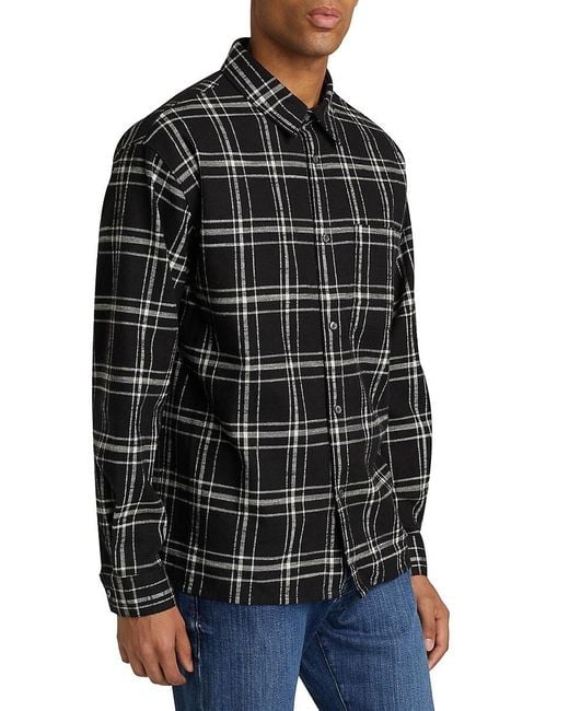 FRAME Black Plaid Cotton Overshirt for men