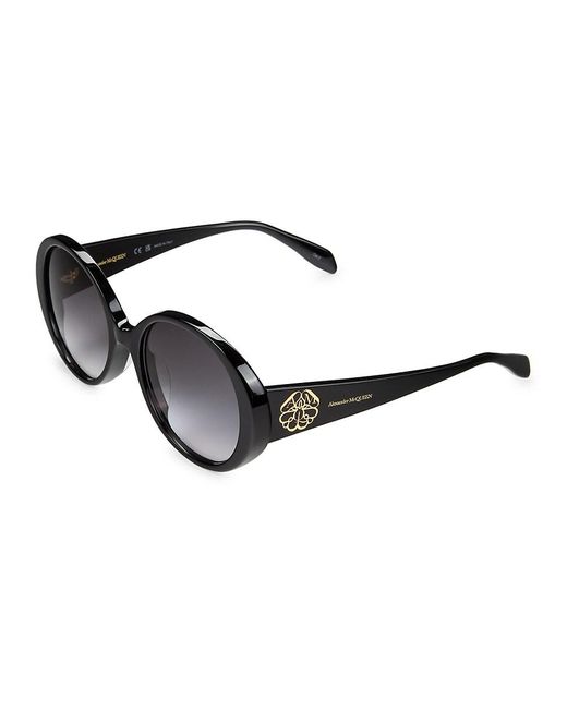 Alexander McQueen Black 57mm Oval Sunglasses