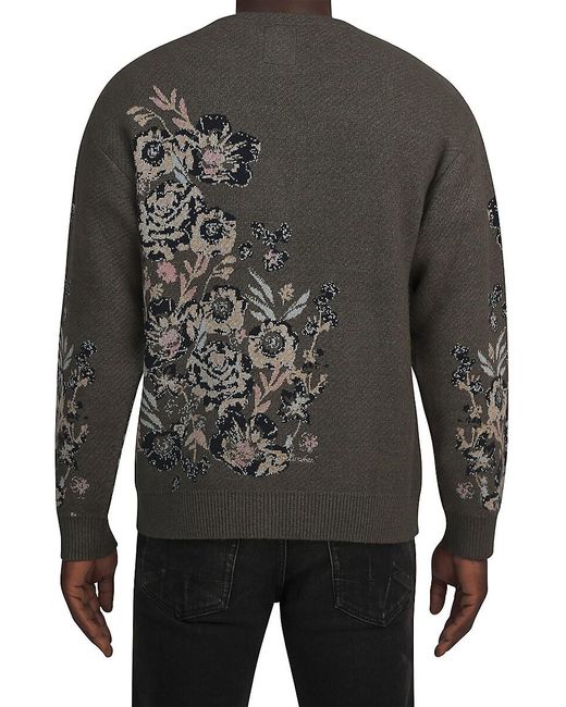 PRPS Gray Floral Jacquard Cardigan for men