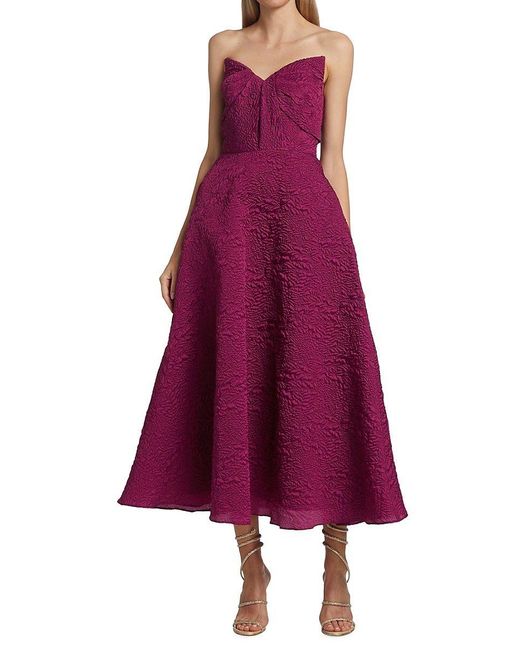 THEIA Purple Ellie A-line Midi Dress