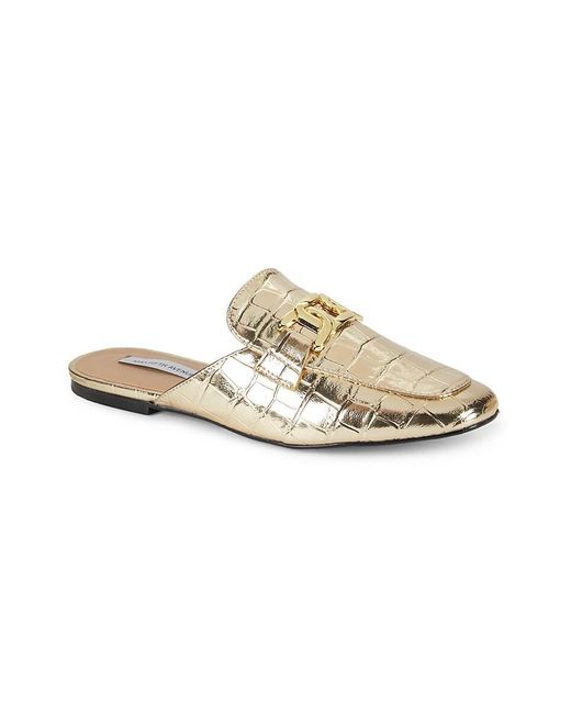 Saks Fifth Avenue Black Marla Embossed Metallic Mules