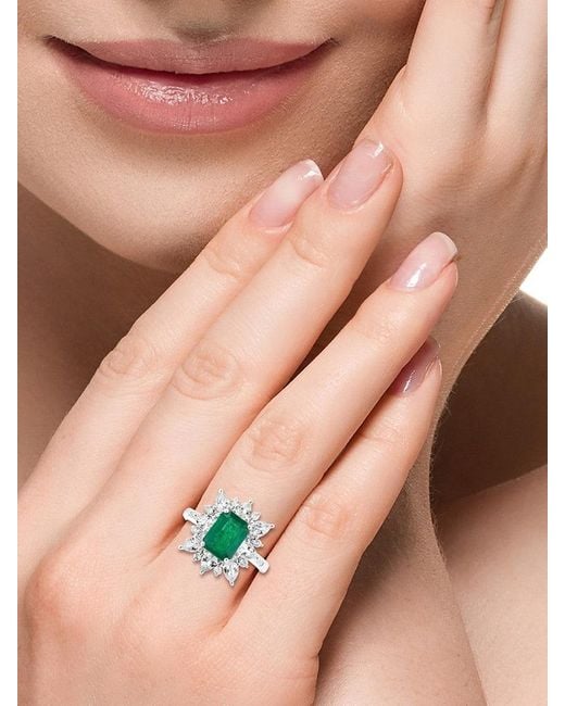 Effy Green 14K, Emerald, Sapphire & 0.09 Tcw Diamond Ring