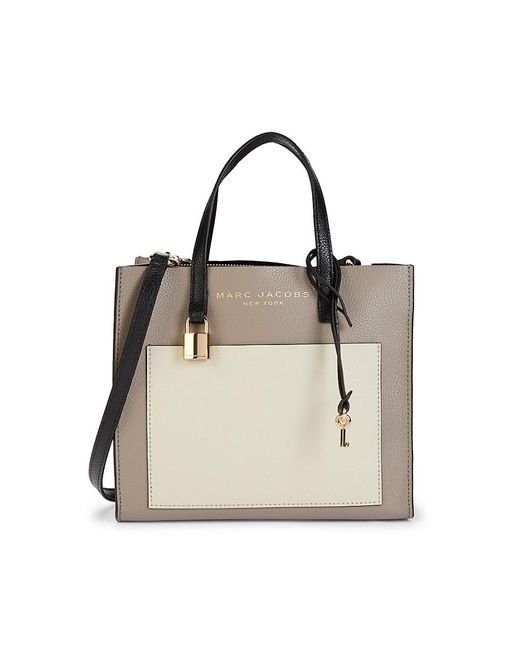 Marc Jacobs Mini Grind Colorblock Leather Tote in Black | Lyst
