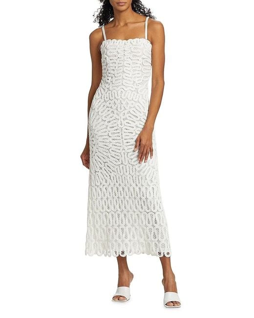 Jonathan Simkhai White Elise Crocheted Midi-Dress