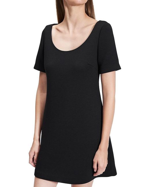Theory Black Scuba A-Line Minidress