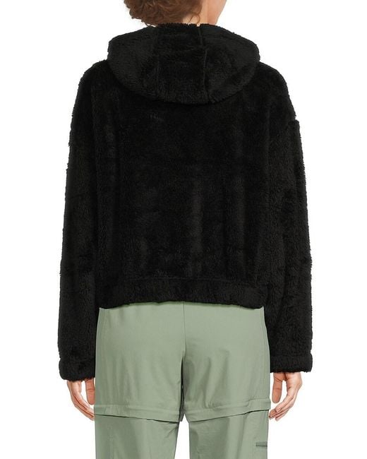 DKNY Black Faux Shearling Hooded Zip Jacket