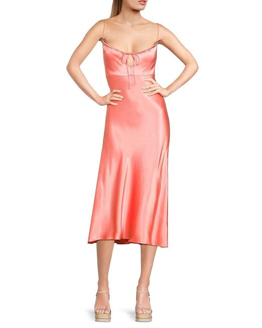 Rails Pink Laramie Satin Midi Slip Dress