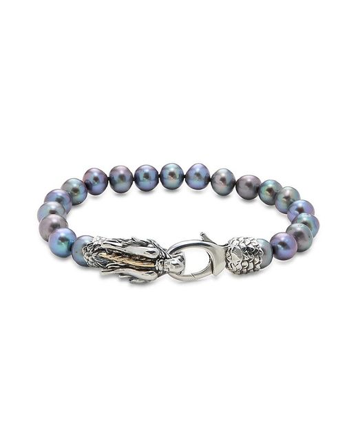 Effy Blue Sterling Silver, 18k Yellow Gold & 8-9mm Baroque Tahitian Pearl Bracelet for men