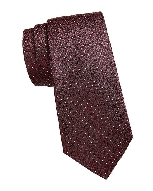 Canali Purple Geometric Silk Tie for men