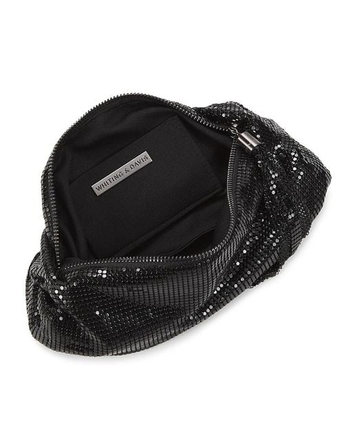 Whiting & Davis Black Mini Studded Hobo Bag