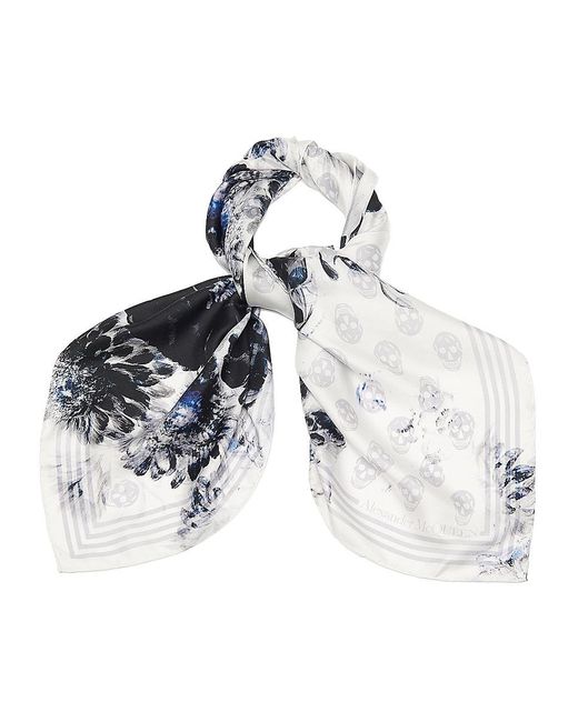 スカーフ Chiaroscuro Biker Scarf - Alexander McQueen - Twill - Grey Alexander Mcqueen Chiaroscuro Biker Scarf - Twill - Grey