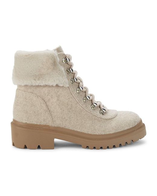 Anne Klein Claude Faux Fur trim Boots in Natural Lyst UK