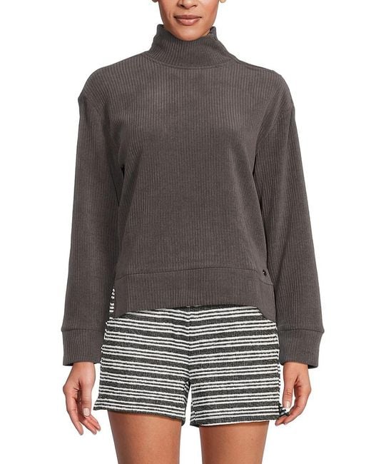 Andrew Marc Gray Luxe Ribbed Mock Turtleneck Pullover