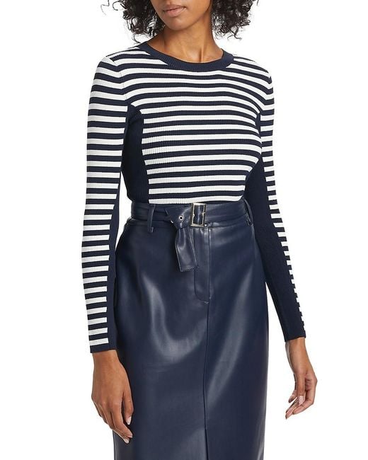 Tahari Blue The Vesper Striped Sweater