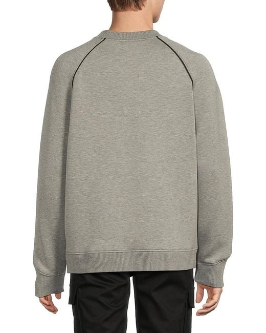 Karl Lagerfeld Gray Heathered Raglan Sleeve Sweatshirt for men