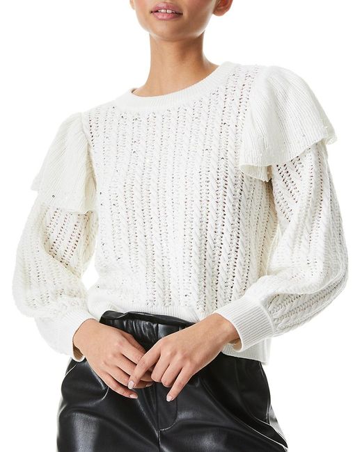 Alice + Olivia Alice + Olivia Rosi Sequined Ruffle Sweater in White | Lyst  Canada