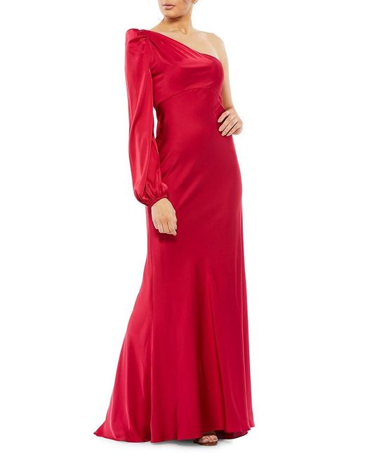 Mac Duggal Satin One-shoulder Gown in Ruby Red (Red) | Lyst