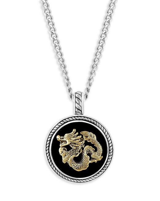 Effy White 14k Goldplated, Sterling Silver & Onyx Pendant Necklace for men