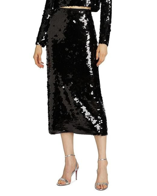 Toccin Black Leilani Sequined Midi-Skirt