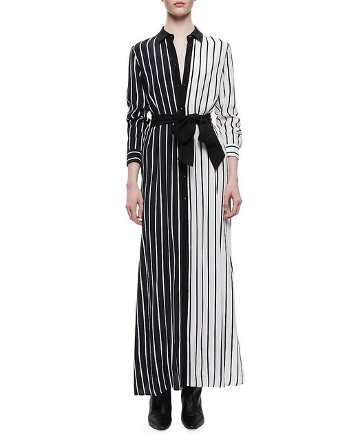 Alice + Olivia White Alice + Olivia Chassidy Striped Maxi Shirt Dress