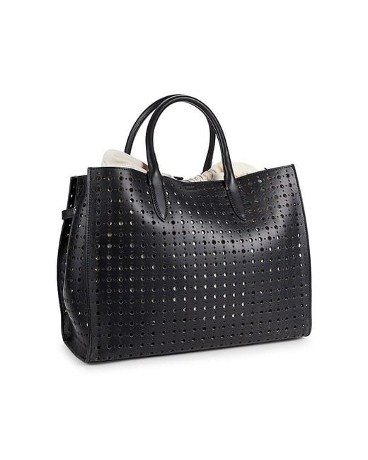 Zadig & Voltaire Black Candide Laser Cut Leather Tote