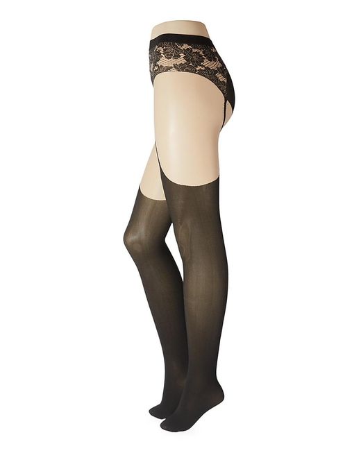 Wolford Andy Floral Opaque Tights in Black Lyst UK