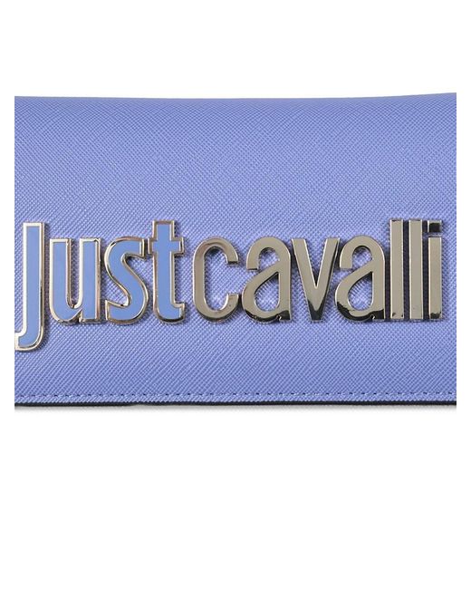 Just Cavalli Blue Plaque Logo Crossbody Bag