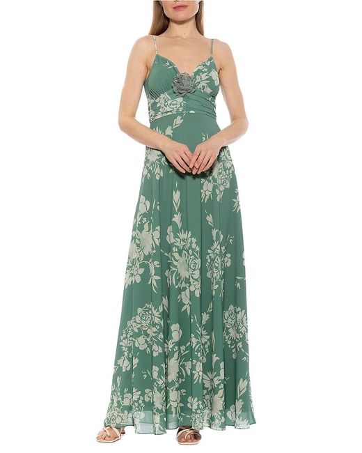 Alexia Admor Green Layla Flower Maxi Dress