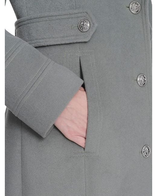 Kenneth Cole Natural Military Wool Blend Overcoat