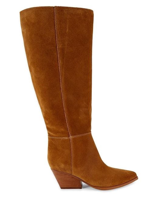 Marc Fisher Black Challi Riding Heel Suede Mid-calf Boots