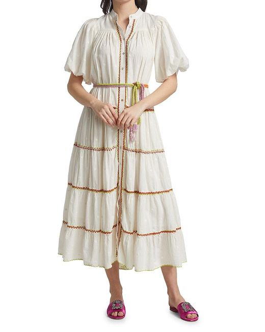 ALÉMAIS Giselle Tiered Crochet Midi Dress in White | Lyst Canada