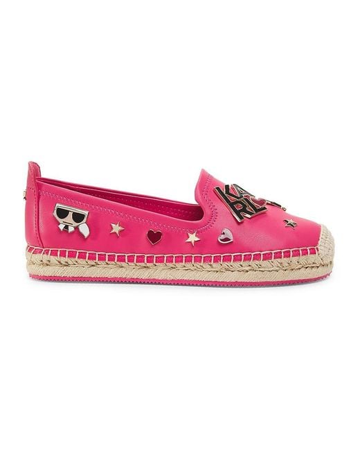 Karl Lagerfeld Pink Malvie Logo Embellished Espadrilles