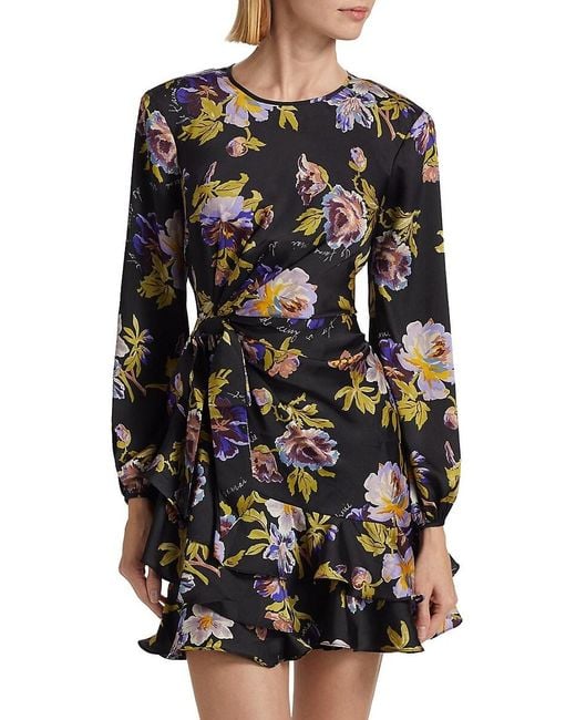 Cinq À Sept Black Alice Floral Twill Minidress