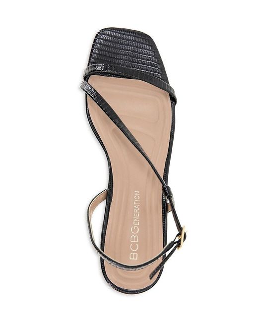 BCBGeneration Metallic Inaya 50Mm Crocodile-Embossed Faux Leather Kitten-Heel Sandals