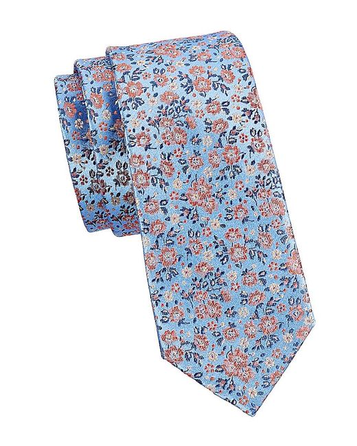 Ben Sherman Blue Floral Silk Tie for men