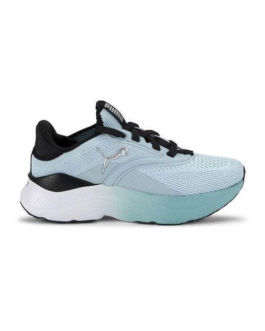 PUMA Blue Softride Mayve Knit Low-Top Sneakers